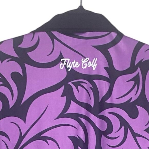 Flyte Golf Men’s Sz Med Black Purple Sweat Resistance Wicking Dri Fit Golf Polo - Picture 3 of 5